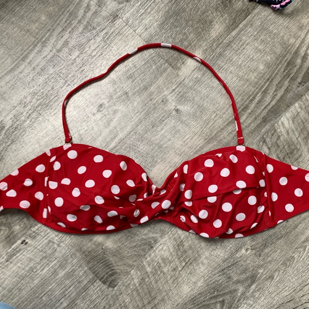 Mossimo Red and White Polka Dot Bandeau Bikini Top